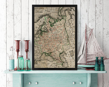 Russia Historical Map Wood Framed Print Art Wall Decor Gifts