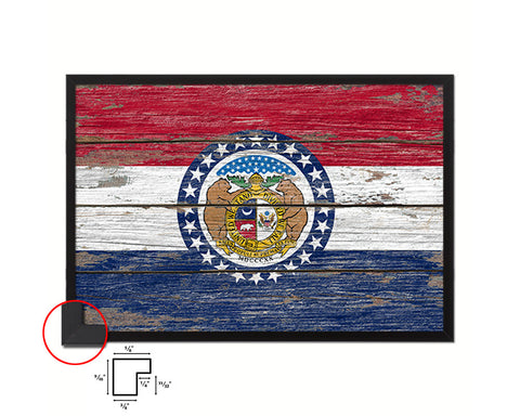 Missouri State Rustic Flag Wood Framed Paper Prints Wall Art Decor Gifts