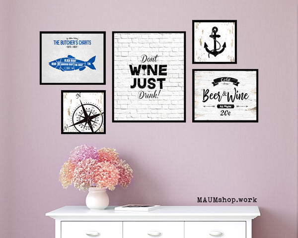 Don't wine just drink Quote Wood Framed Print Wall Decor Art Gifts