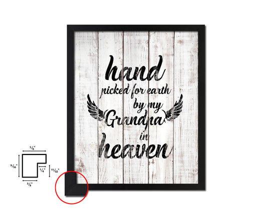 Hand picked for earth by our grandpa in heaven Quote Framed Print Wall Art Decor Gifts