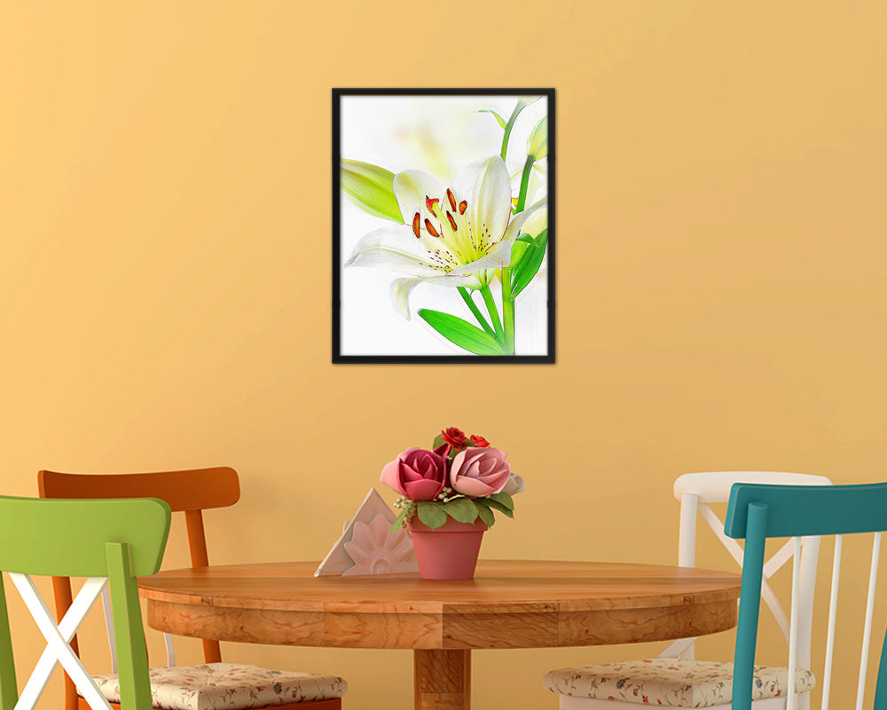 Lily White Flower Wood Framed Paper Print Wall Decor Art Gifts