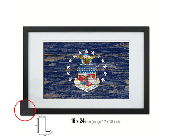 130th Airlift Wing Vintage Emblem Flag Wood Frame Paper Print Wall Art Decor Gifts