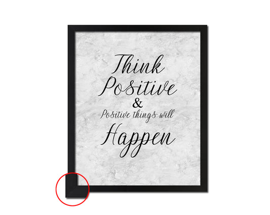 Think positive & positive things will happen Quote Framed Print Wall Art Decor Gifts