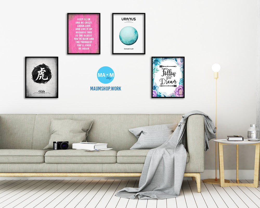 Keep calm and be crazy laugh love and live it up Quote Framed Print Home Decor Wall Art Gifts