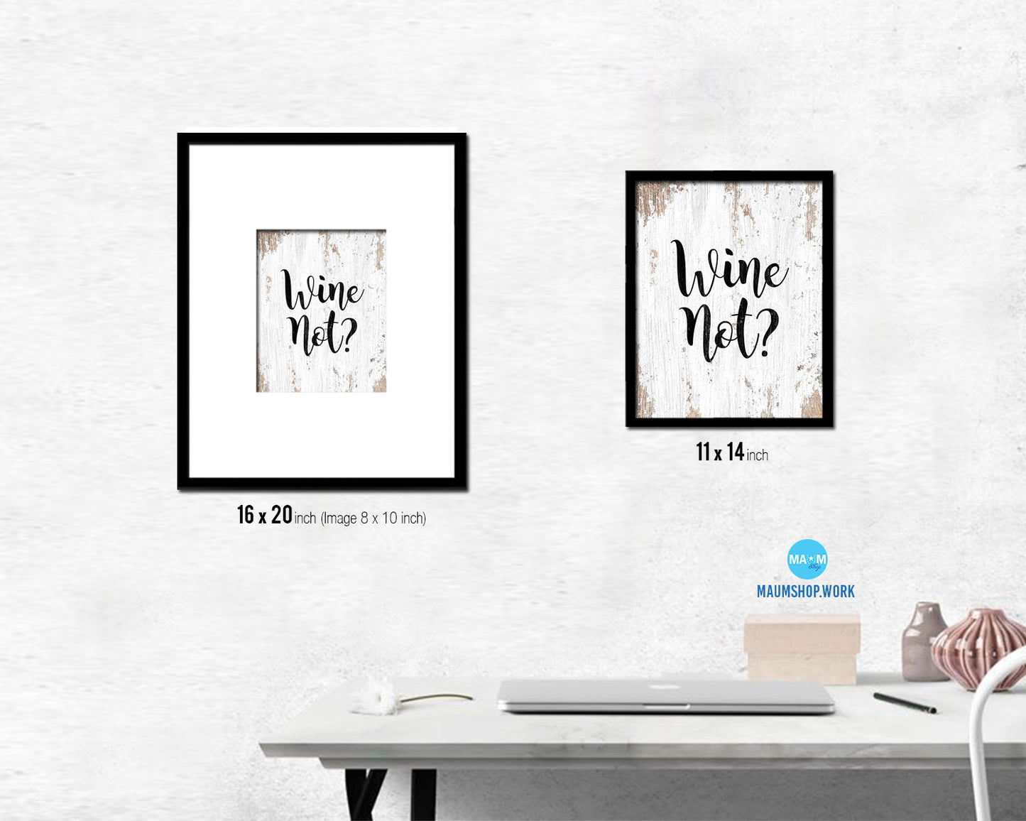Wine Not? Words Wood Framed Print Wall Decor Art Gifts