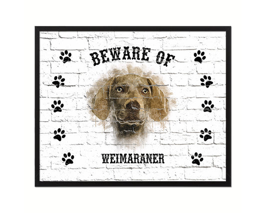 Beware of Russell Terrier Sign Wood Framed Print Wall Art Decor Gifts