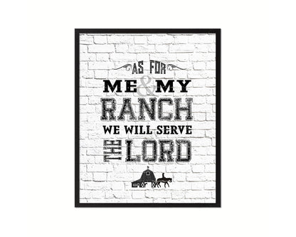 As for me & my ranch, we will serve the Lord Quote Wood Framed Print Home Decor Wall Art Gifts