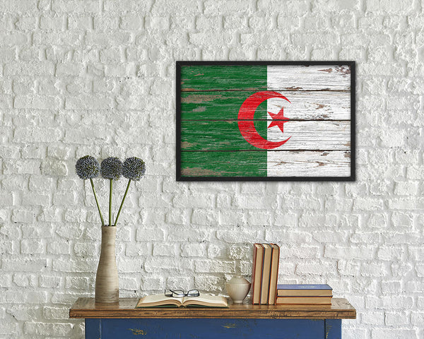 Algeria Country Wood Rustic National Flag Wood Framed Print Wall Art Decor Gifts