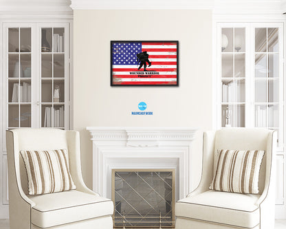 Wounded Warrior Project American Shabby Chic Military Flag Framed Print Decor Wall Art Gifts