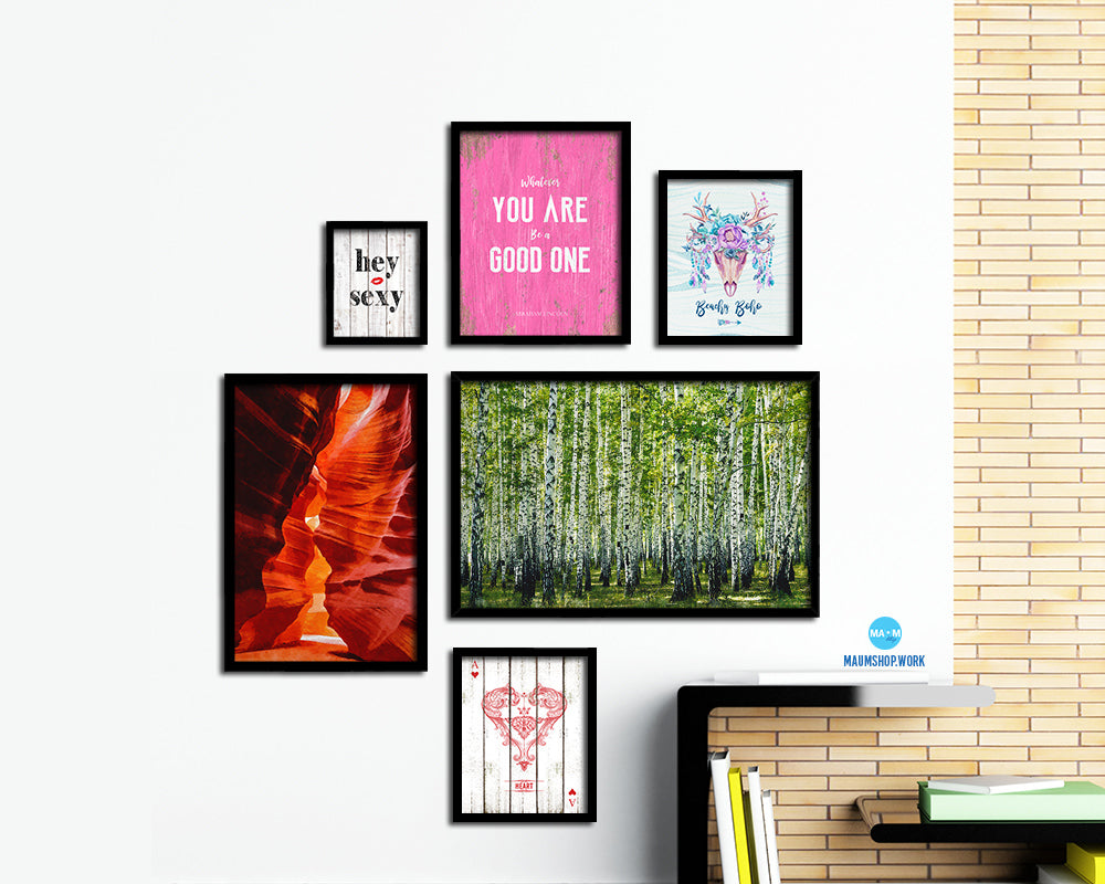 Birch Grove Trees Summer Landscape Painting Print Art Frame Home Wall Decor Gifts