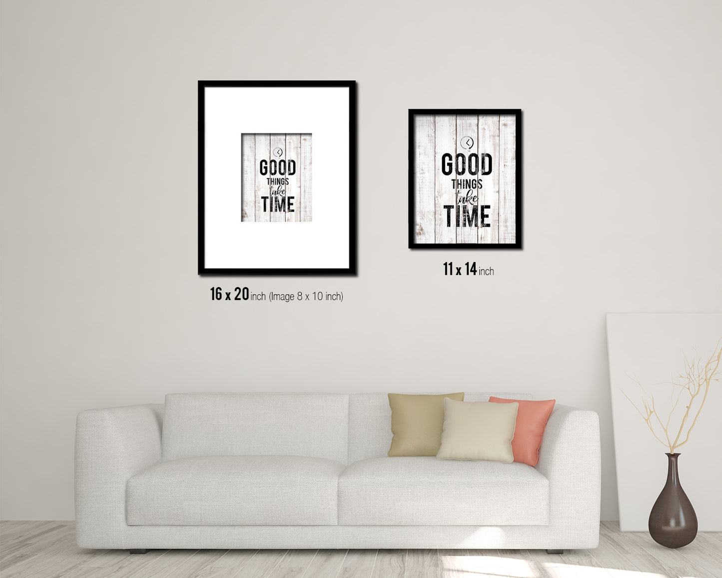 Good things take timed White Wash Quote Framed Print Wall Decor Art