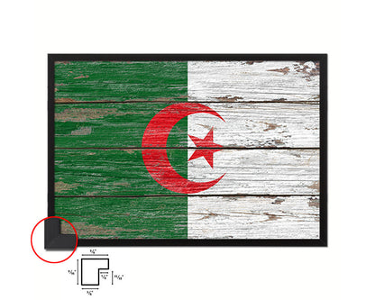 Algeria Country Wood Rustic National Flag Wood Framed Print Wall Art Decor Gifts