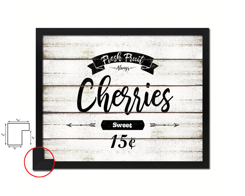 Fresh Baked Cherries Vintage Sign Fine Art Paper Prints Wood Frame Wall Art Decor Gifts