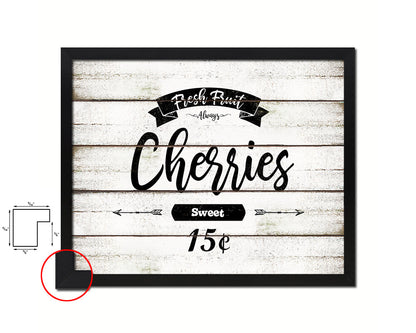 Fresh Baked Cherries Vintage Sign Fine Art Paper Prints Wood Frame Wall Art Decor Gifts