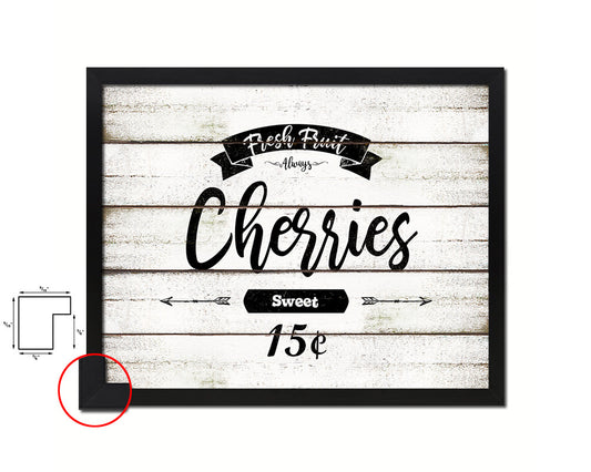 Fresh Baked Cherries Vintage Sign Fine Art Paper Prints Wood Frame Wall Art Decor Gifts