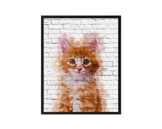 Kitten Cat Kitten Portrait Framed Print Pet Home Decor Custom Watercolor Wall Art Gifts