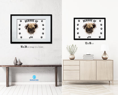 Beware of Poodles Sign Wood Framed Print Wall Art Decor Gifts