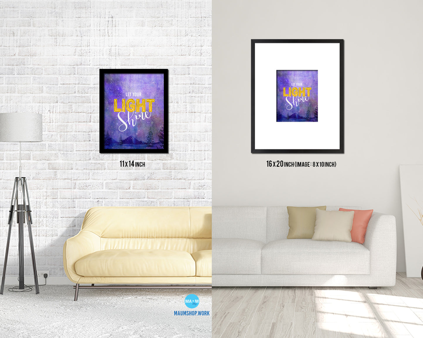 Let your light shine Quote Framed Print Wall Decor Art Gifts