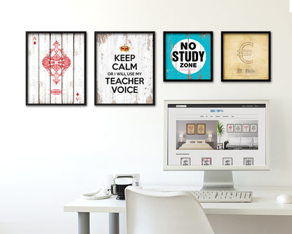 Keep calm or I will use my teacher voice Quote Framed Print Home Decor Wall Art Gifts