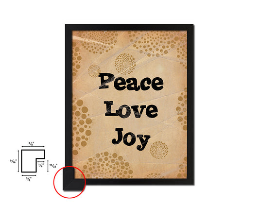 Peace love joy Quote Paper Artwork Framed Print Wall Decor Art