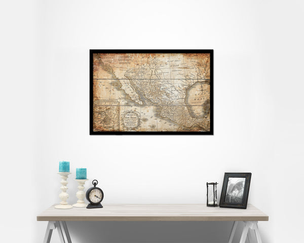 Mexico London 1821 Antique Map Framed Print Art Wall Decor Gifts