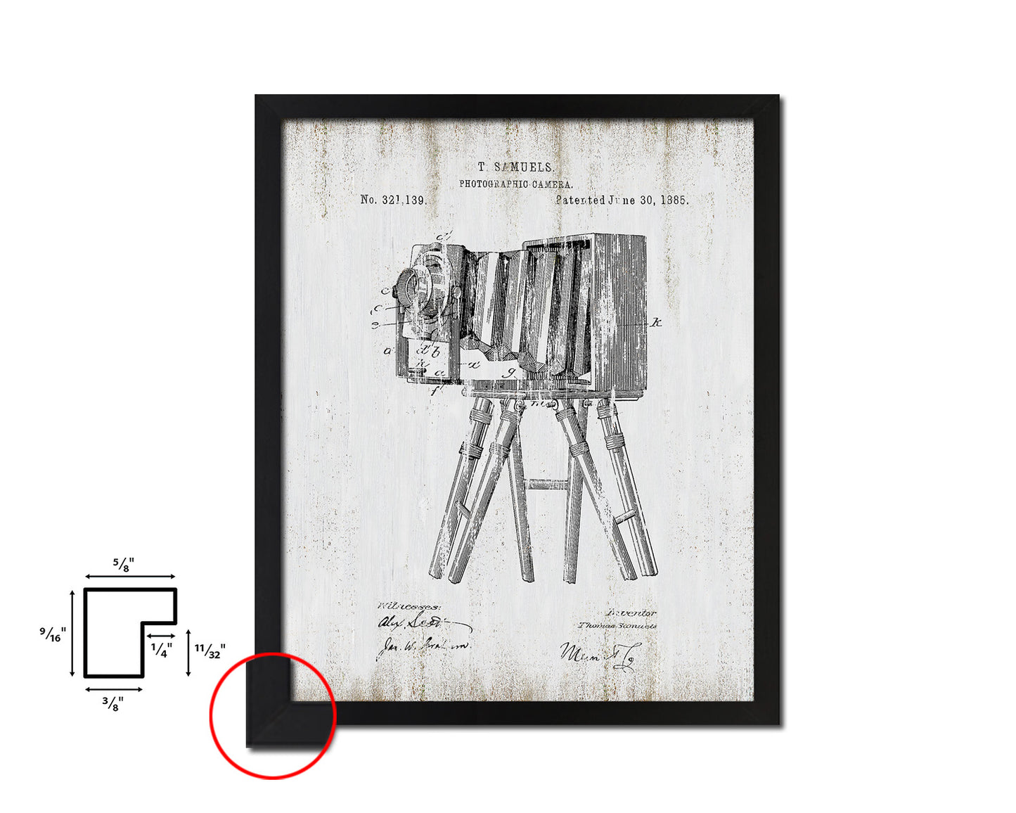 Photographic Camera Vintage Patent Artwork Black Frame Print Wall Art Decor Gifts