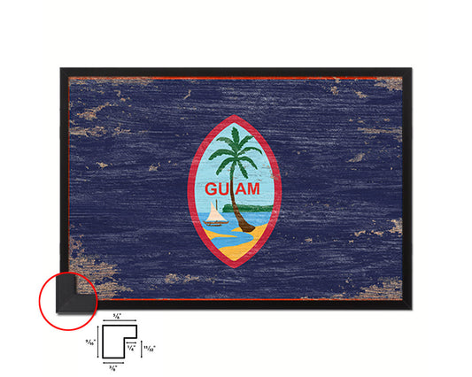 Guam US Territory Shabby Chic Flag Framed Prints Decor Wall Art Gifts