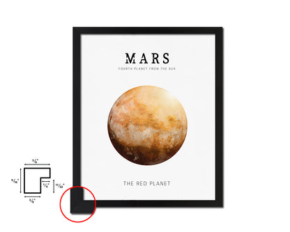 Mars Planet Prints Watercolor Solar System Wood Framed Paper Print Wall Art Decor Gifts