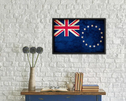 Cook Islands Country Vintage Flag Wood Framed Print Wall Art Decor Gifts