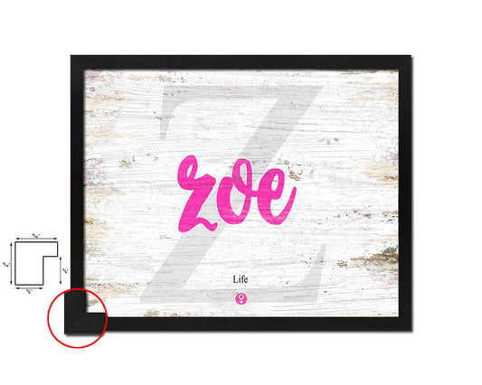 Zoe Personalized Biblical Name Plate Art Framed Print Kids Baby Room Wall Decor Gifts