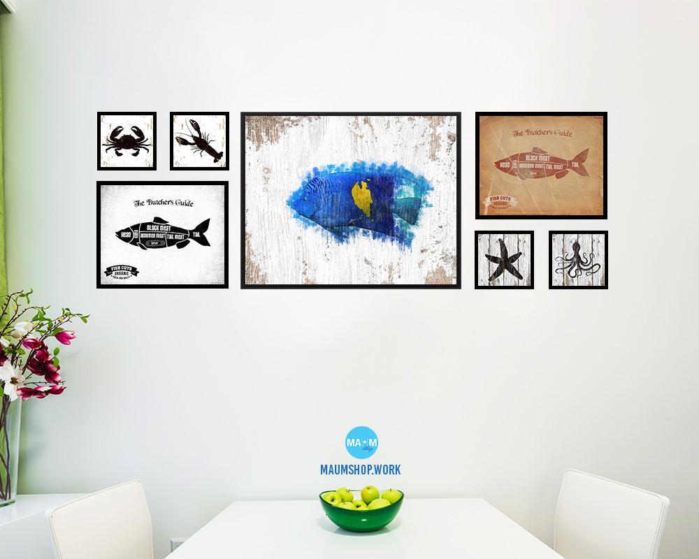 Tropical Fish Framed Print Modern Restaurant Sushi Bar Modern Watercolor Wall Art Decor