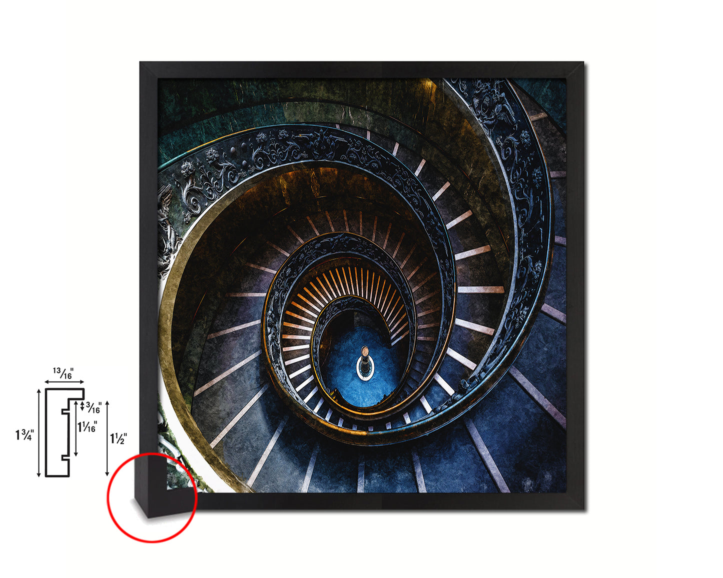Vatican Museum Vintage Spiral Staircase Wood Framed Print Interior Wall Decor Art Gifts