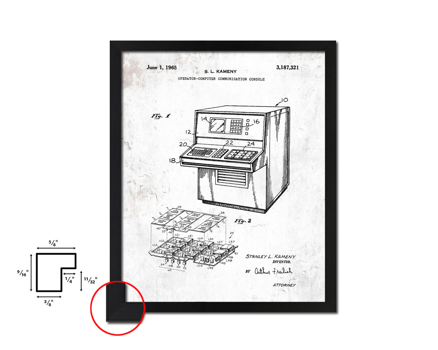 Operator Communication Console Computer Vintage Patent Artwork Black Frame Print Gifts