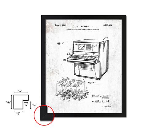 Operator Communication Console Computer Vintage Patent Artwork Black Frame Print Gifts