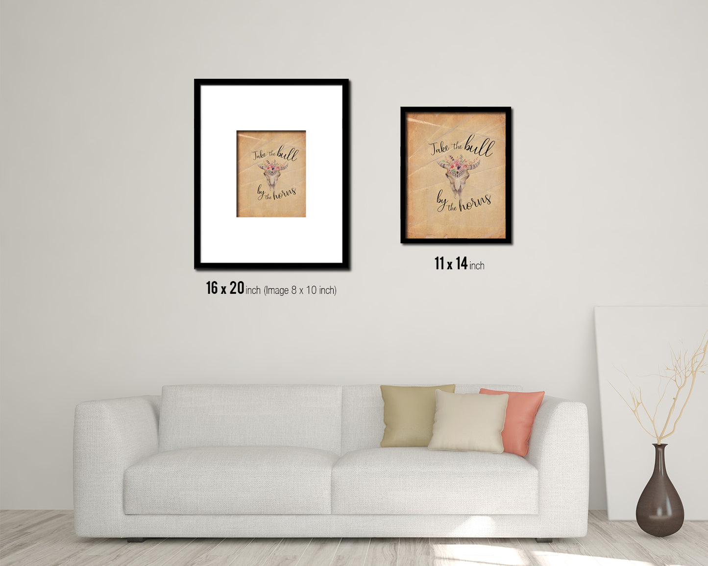 Take the bull by the horns Quote Paper Artwork Framed Print Wall Decor Art
