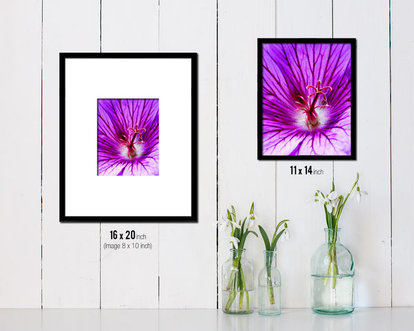 Cranesbill Geranium Purple Flower Wood Framed Paper Print Wall Decor Art Gifts