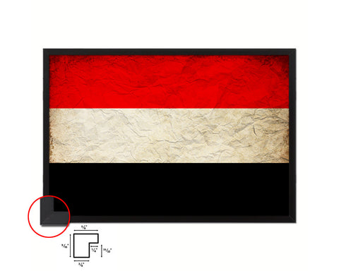 Yemen Country Vintage Flag Wood Framed Print Wall Art Decor Gifts