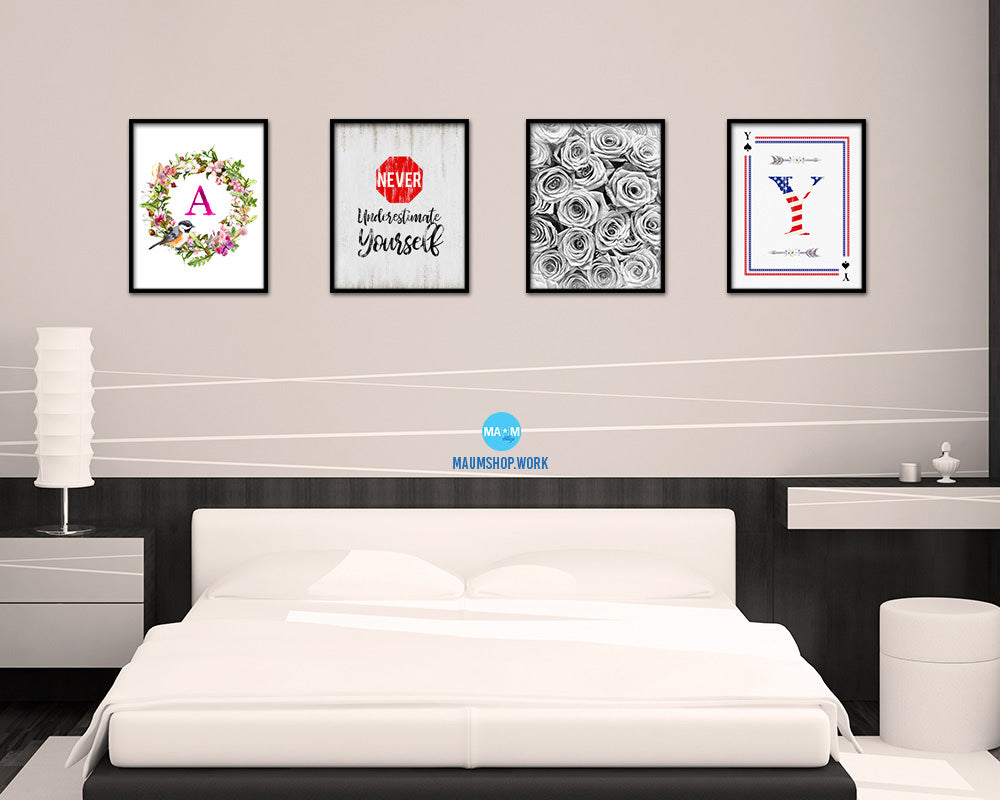 Never under estimate yourself Quote Wood Framed Print Wall Decor Art
