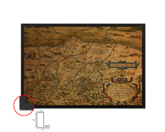 Bavaria Germany Abraham Ortelius Circa Historical Map Framed Print Art Wall Decor Gifts
