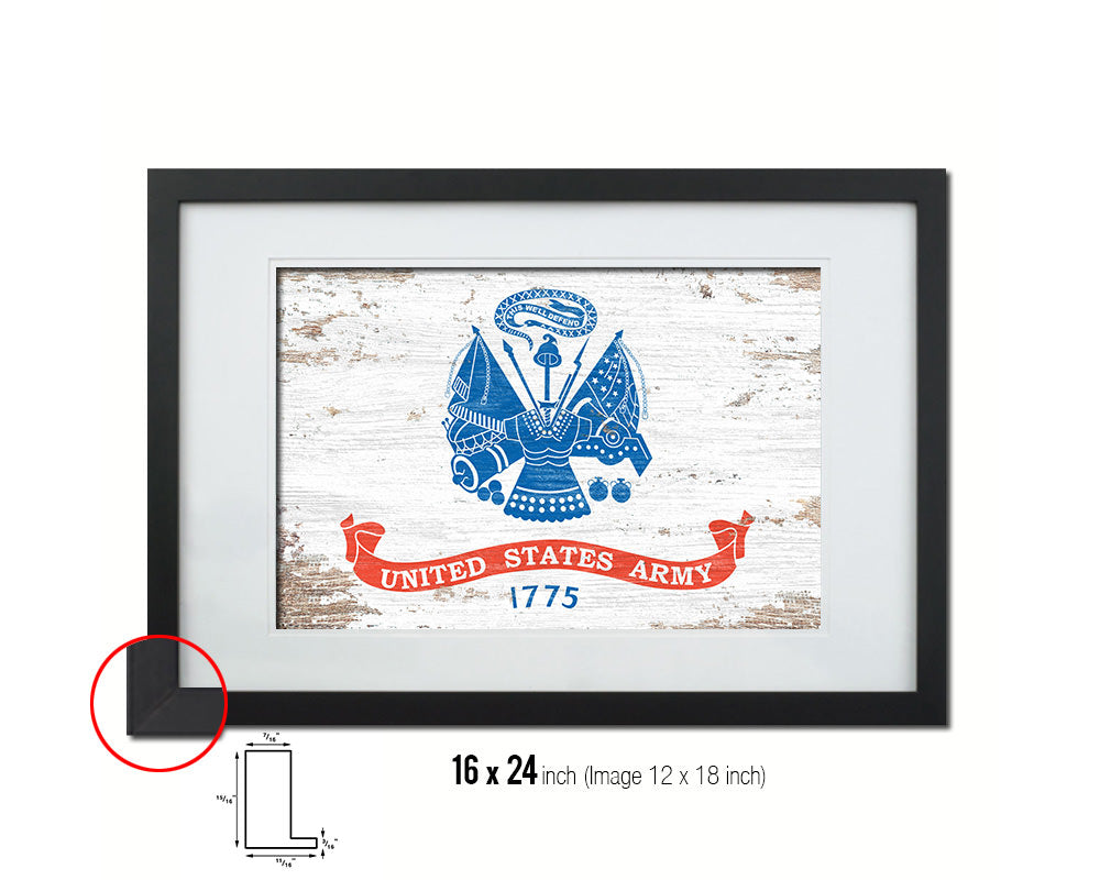 US Army 1775 Shabby Chic Military Flag Framed Print Decor Wall Art Gifts