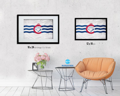 Cincinnati City Ohio State Vintage Flag Wood Framed Prints Decor Wall Art Gifts