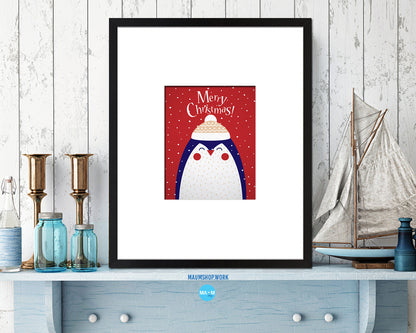 Merry Christmas-Deer Holiday Season Gifts Wood Framed Print Home Decor Wall Art