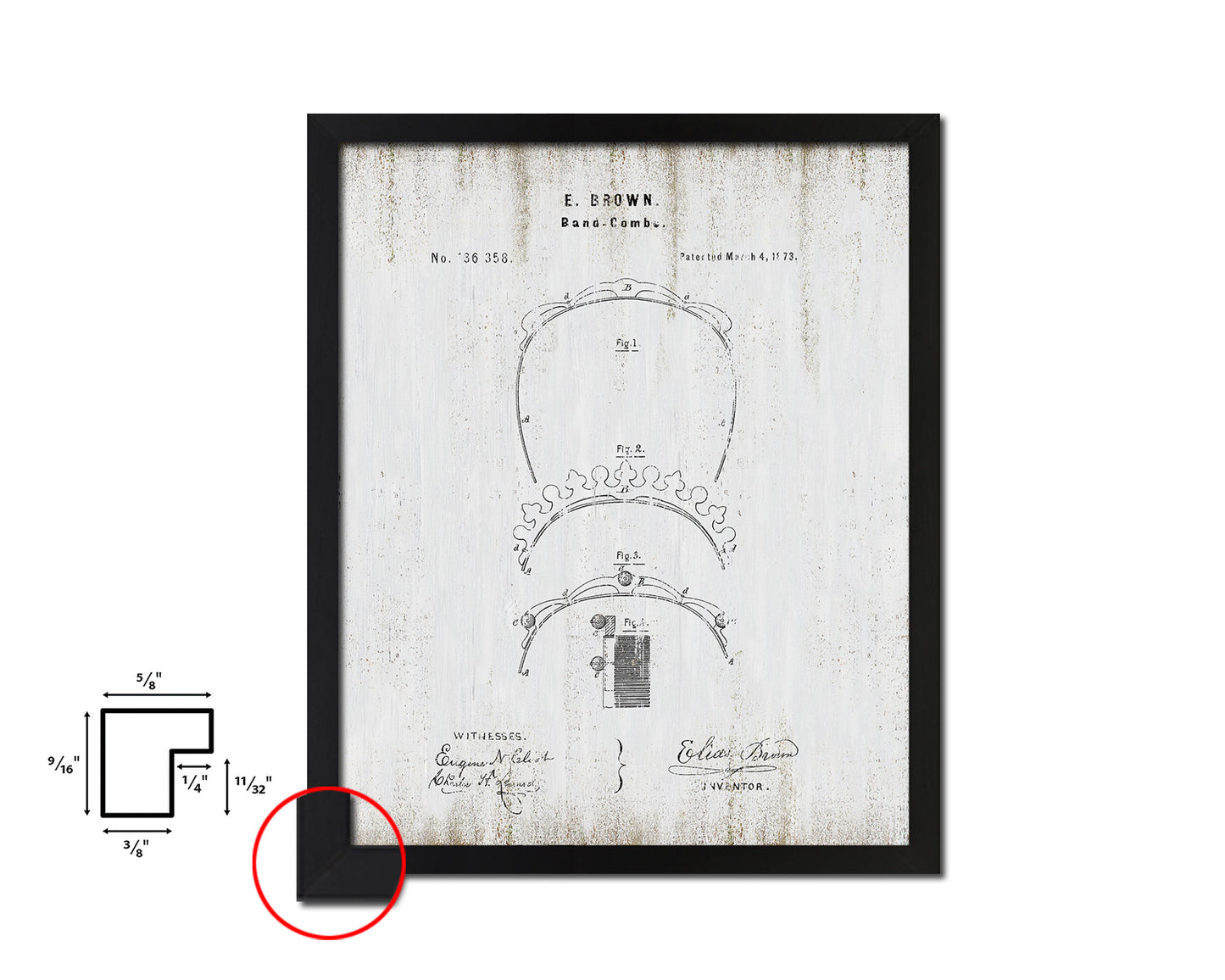 High Back Comb Barbershop Vintage Patent Artwork Black Frame Print Wall Art Decor Gifts