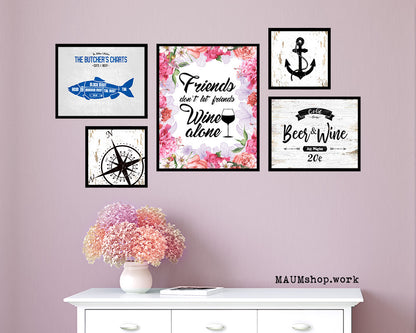 Friends don't let friends Quote Wood Framed Print Wall Decor Art Gifts