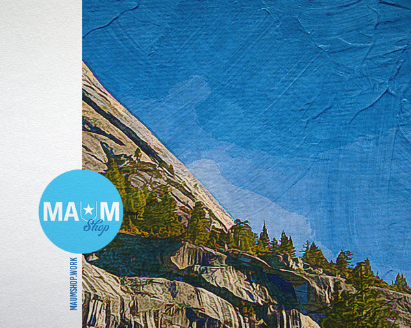 Yosemite National Park CA Stoneman bridge in morning light Landscape Painting Print Art Frame