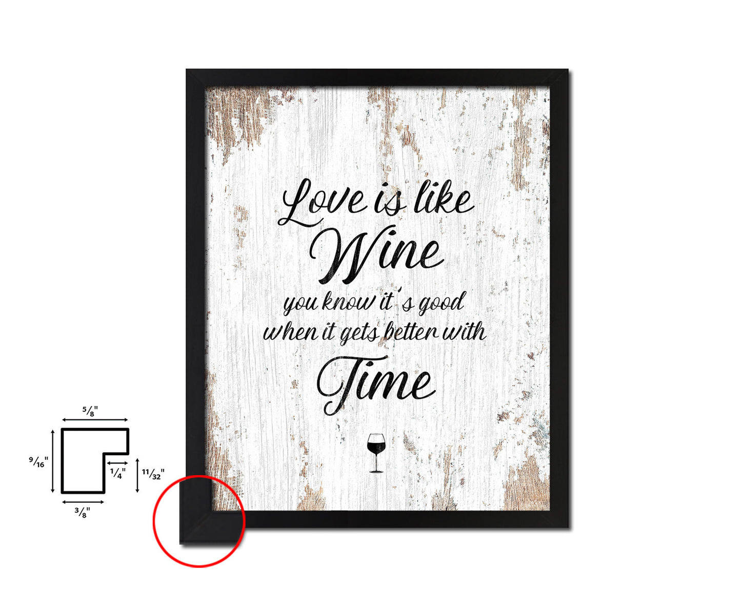 Love is like wine you know it's good Words Wood Framed Print Wall Decor Art Gifts