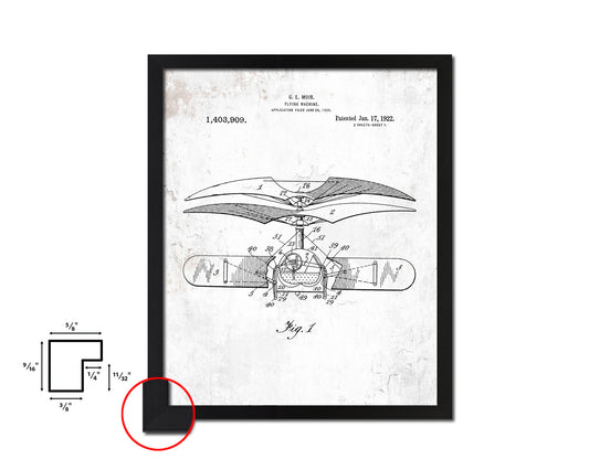 Flying Machine Airplane Vintage Patent Artwork Black Frame Print Wall Art Decor Gifts