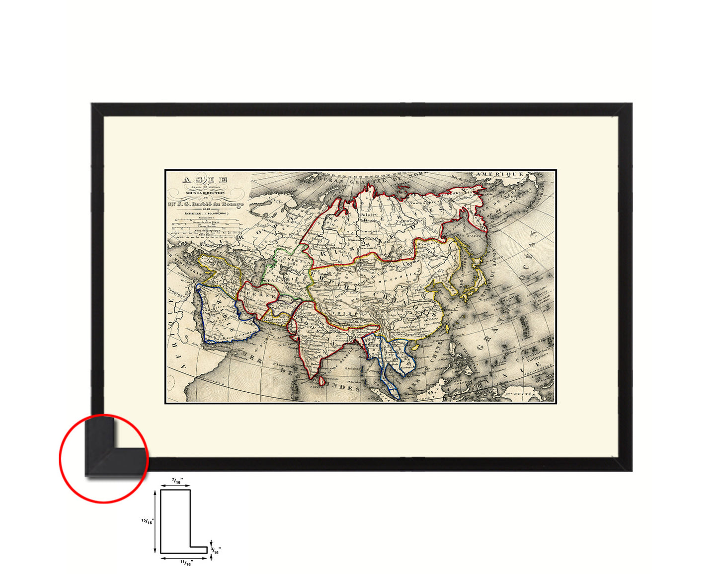Asia 1846 Old Map Framed Print Art Wall Decor Gifts