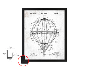 Balloon Airplane Vintage Patent Artwork Black Frame Print Wall Art Decor Gifts