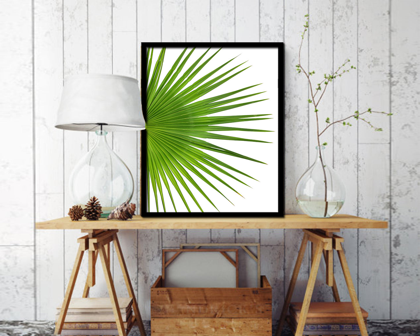 Palm Tropical Leaf Framed Print Sign Decor Wall Art Gifts
